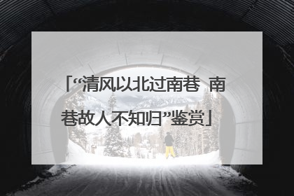 “清风以北过南巷 南巷故人不知归”鉴赏