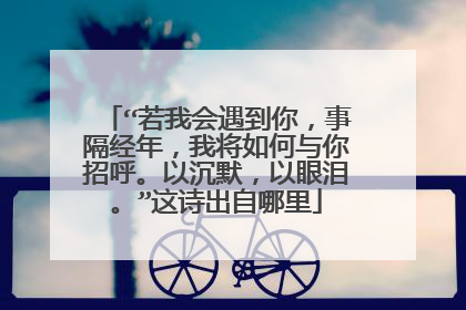 “若我会遇到你，事隔经年，我将如何与你招呼。以沉默，以眼泪。”这诗出自哪里