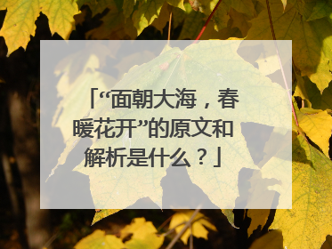 “面朝大海，春暖花开”的原文和解析是什么？