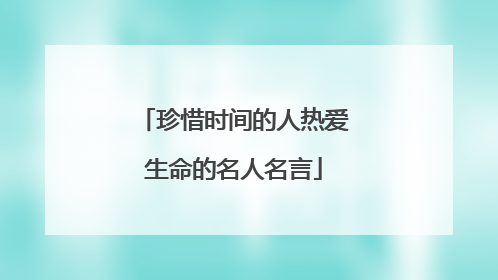 珍惜时间的人热爱生命的名人名言