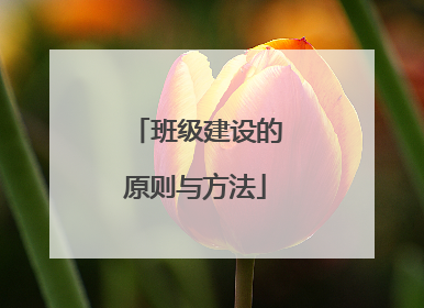 班级建设的原则与方法