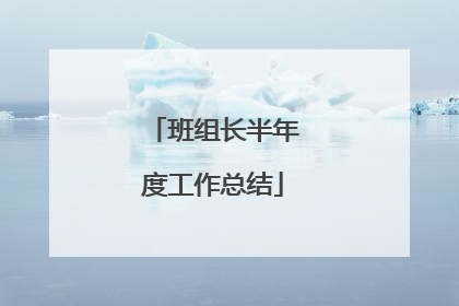 班组长半年度工作总结