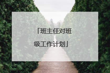班主任对班级工作计划