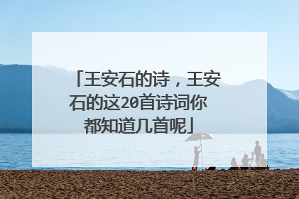 王安石的诗,王安石的这20首诗词你都知道几首呢