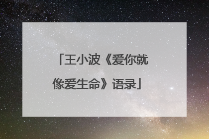 王小波《爱你就像爱生命》语录