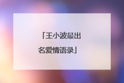 王小波最出名爱情语录