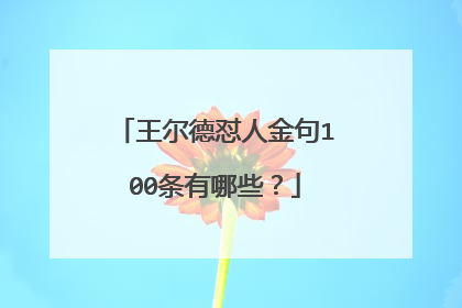 王尔德怼人金句100条有哪些？