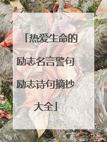 热爱生命的励志名言警句励志诗句摘抄大全