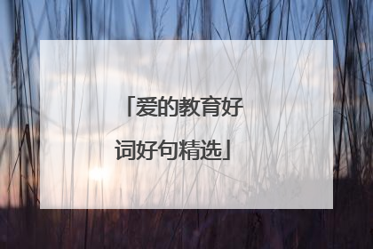 爱的教育好词好句精选