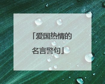 爱国热情的名言警句