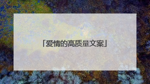 爱情的高质量文案