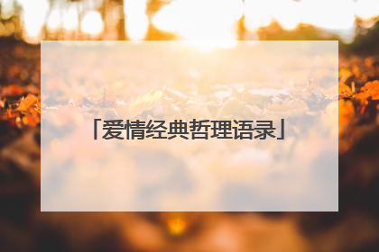 爱情经典哲理语录