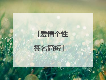 爱情个性签名简短