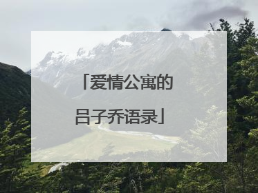 爱情公寓的吕子乔语录