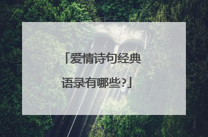 爱情诗句经典语录有哪些?