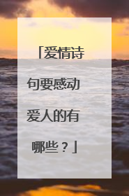爱情诗句要感动爱人的有哪些？