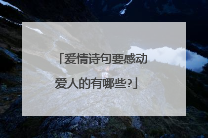 爱情诗句要感动爱人的有哪些?