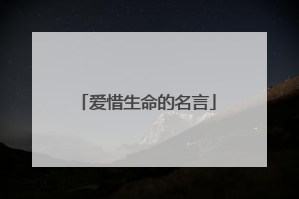 爱惜生命的名言