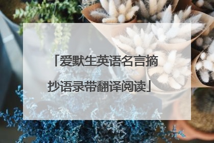 爱默生英语名言摘抄语录带翻译阅读