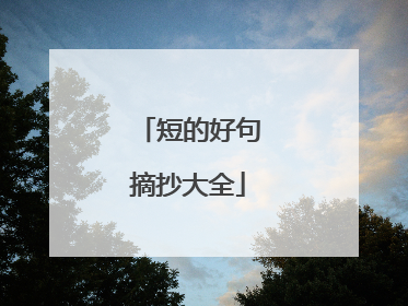 短的好句摘抄大全