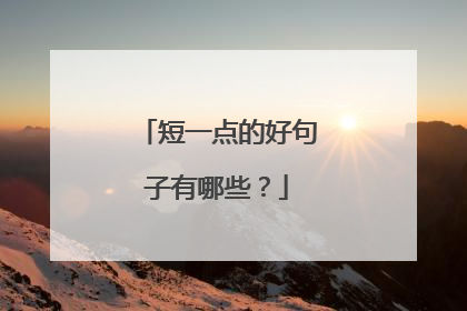 短一点的好句子有哪些？