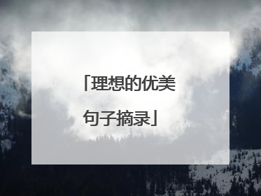 理想的优美句子摘录