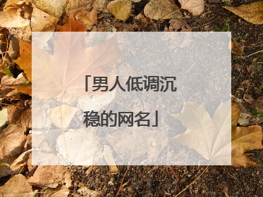 男人低调沉稳的网名