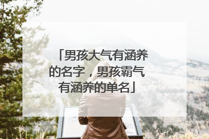 男孩大气有涵养的名字，男孩霸气有涵养的单名