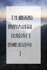 生僻而惊艳的古诗词 比较冷门的唯美诗句