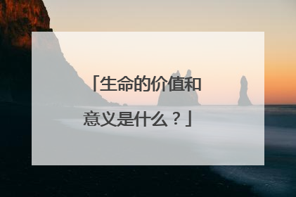 生命的价值和意义是什么?