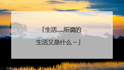 生活……所谓的生活又是什么～