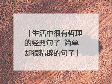 生活中很有哲理的经典句子 简单却很精辟的句子