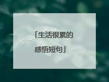 生活很累的感悟短句