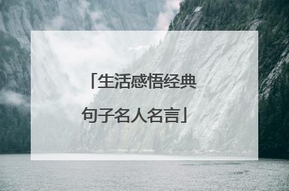 生活感悟经典句子名人名言