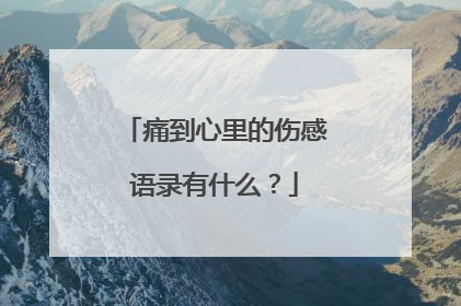痛到心里的伤感语录有什么？