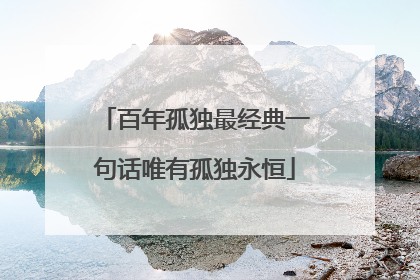 百年孤独最经典一句话唯有孤独永恒
