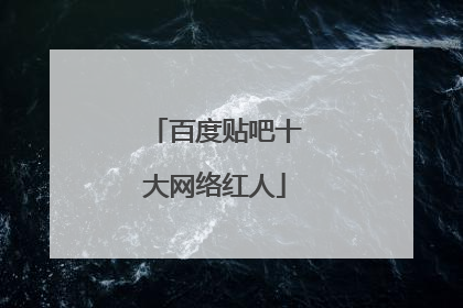 百度贴吧十大网络红人