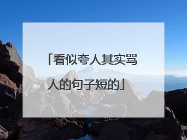 看似夸人其实骂人的句子短的