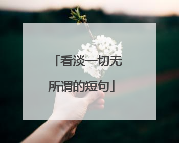 看淡一切无所谓的短句