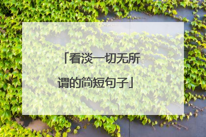 看淡一切无所谓的简短句子