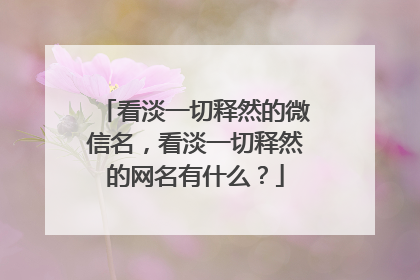 看淡一切释然的微信名,看淡一切释然的网名有什么?