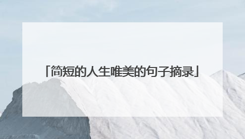 简短的人生唯美的句子摘录