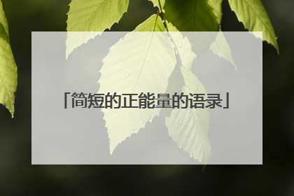 简短的正能量的语录