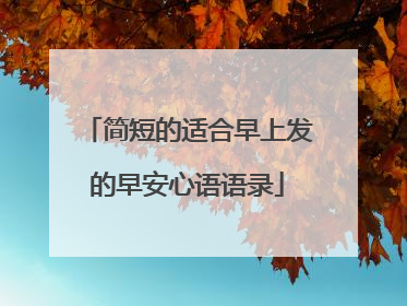 简短的适合早上发的早安心语语录