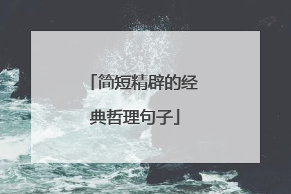 简短精辟的经典哲理句子