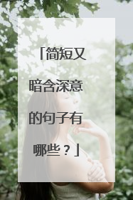简短又暗含深意的句子有哪些?