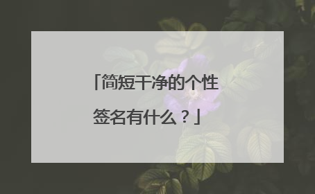 简短干净的个性签名有什么？