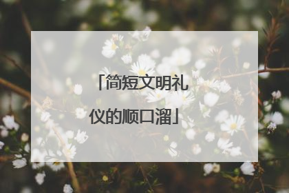 简短文明礼仪的顺口溜