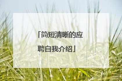 简短清晰的应聘自我介绍