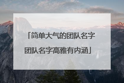 简单大气的团队名字团队名字高雅有内涵